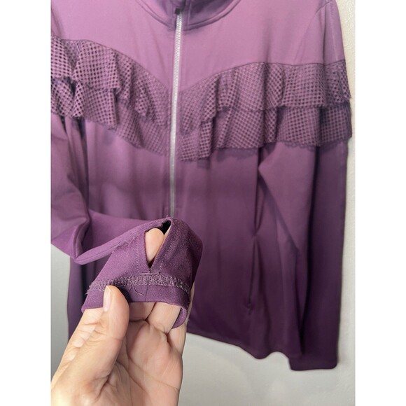 Livi Active Lane Bryant Jacket Size 18/20 2X Purple Zip Up Active Mesh Ruffle - Picture 4 of 6